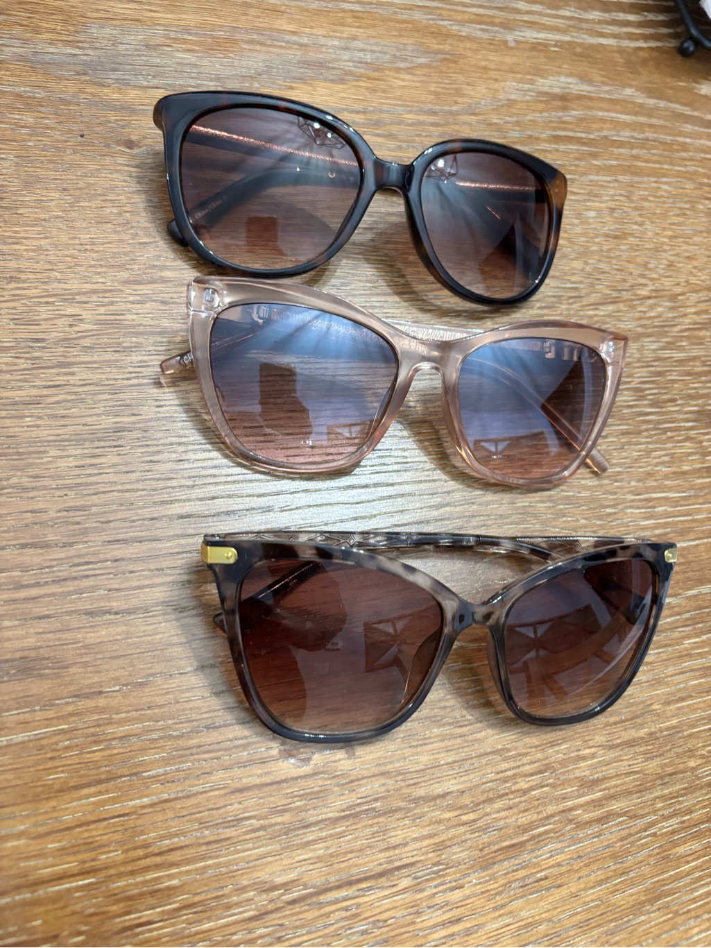Set Of 3 Cat-Eye Sunglasses In Brown, Blush, And Tortoiseshell